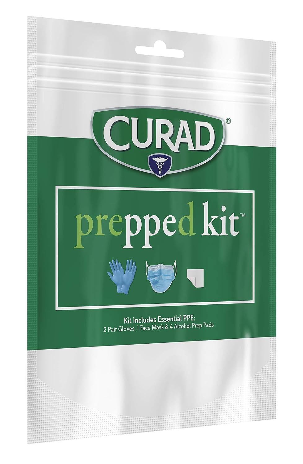 image:imageCURAD Prepped Kit Essential PPE Easy to Carry for Purse Bag and Travel Includes 2 Pairs of Gloves 1 Face Mask 4 Alcohol Prep Pads 1 Pack