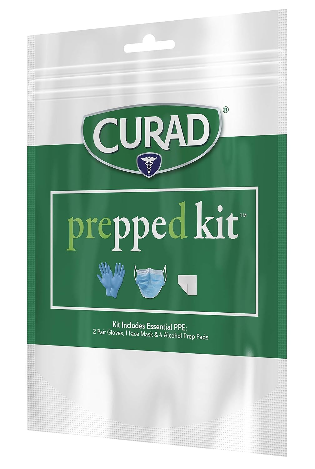 image:imageCURAD Prepped Kit Essential PPE Easy to Carry for Purse Bag and Travel Includes 2 Pairs of Gloves 1 Face Mask 4 Alcohol Prep Pads 1 Pack