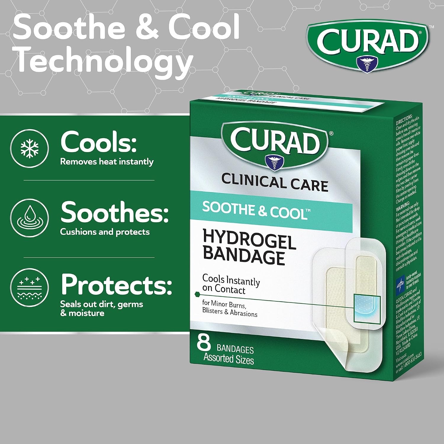image:imageCURAD Soothe amp Cool Clear Waterproof Hydrogel Bandages Assorted Sizes