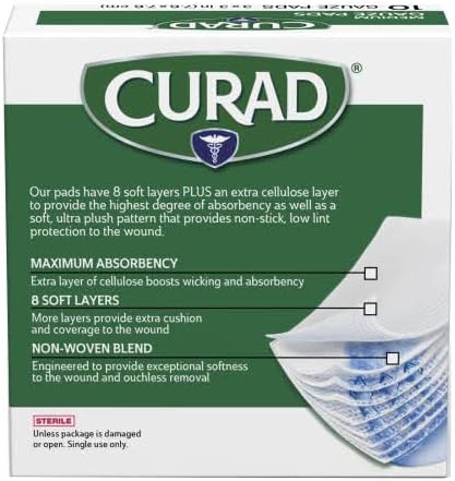 image:imageCurad NonWoven ProGauze 4 Inch x 4 Inch 10 Count Pack of 43 x 3 Inch Pack of 60