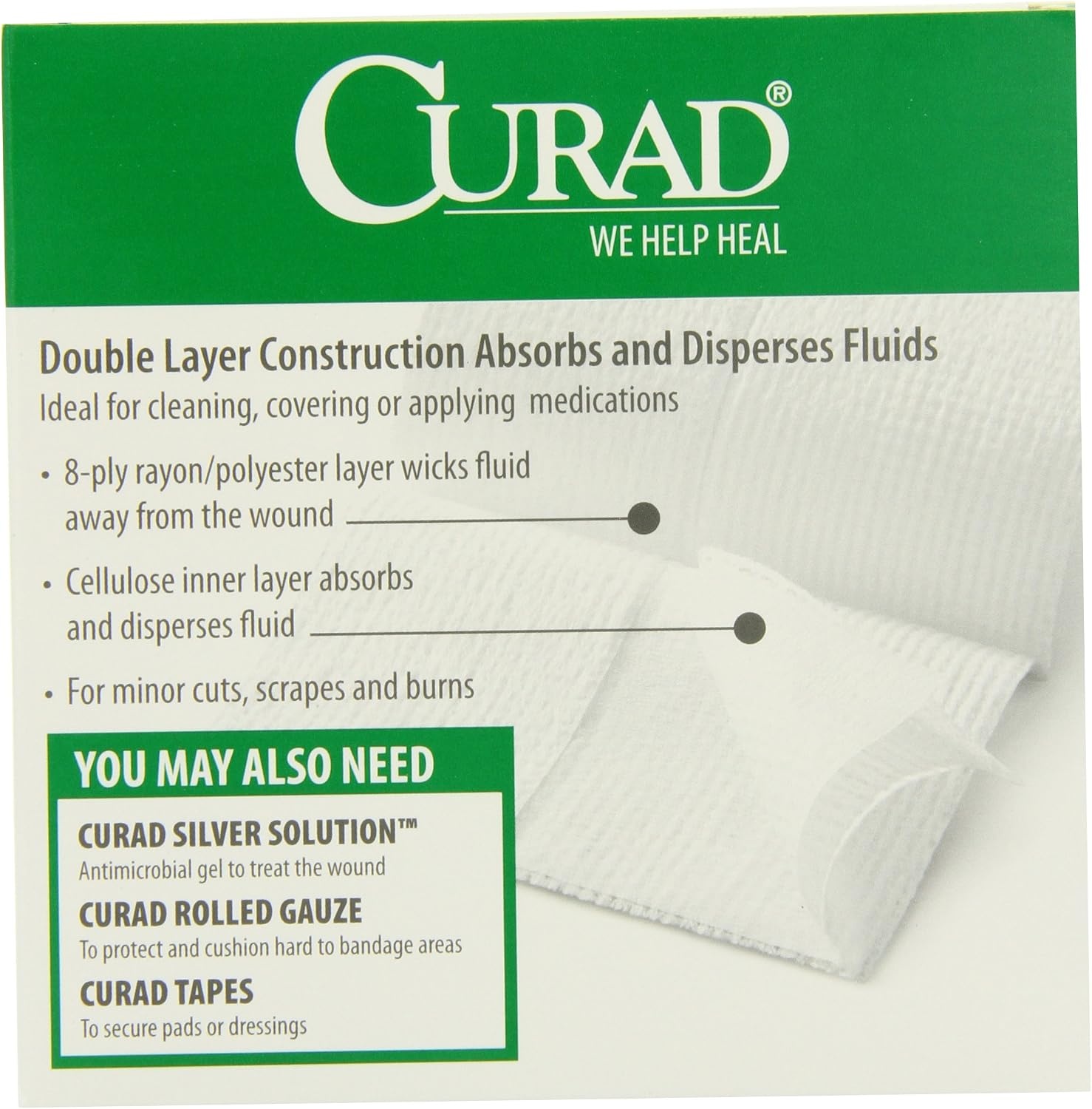 image:imageCurad NonWoven ProGauze 4 Inch x 4 Inch 10 Count Pack of 43 x 3 Inch Pack of 60