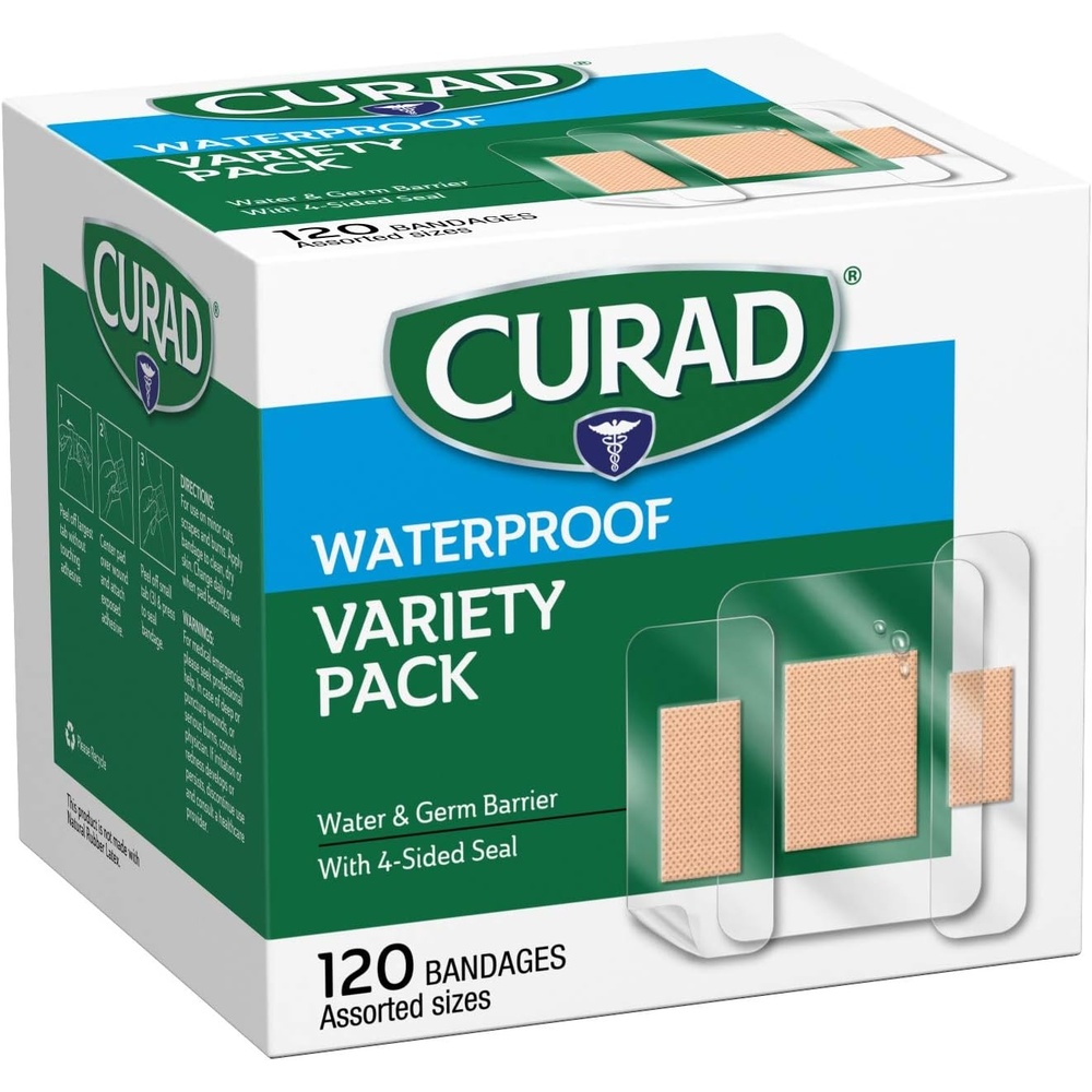 image:imageCurad Waterproof Bandage Variety Pack 3 Styles Included Assorted Size 120 Bandages