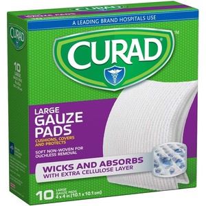 Curad Non-Woven Pro-Gauze, 4 Inch x 4 Inch, 10 Count (Pack of 4)(4 Inch x 4 Inch  10 Count (Pack of 4))