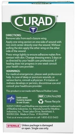 image:imageCURAD Butterfly Closure Waterproof Adhesive Bandages 175 in x 038 in12 Count Pack of 2