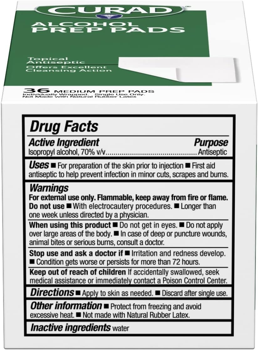 image:imageCURAD Medium 2Ply Sterile Alcohol Prep Pads Essential for First Aid Kits 100Box Pack of 3036 Count Pack of 30