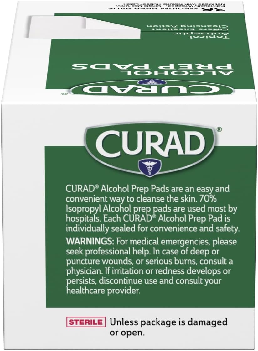 image:imageCURAD Medium 2Ply Sterile Alcohol Prep Pads Essential for First Aid Kits 100Box Pack of 3036 Count Pack of 30