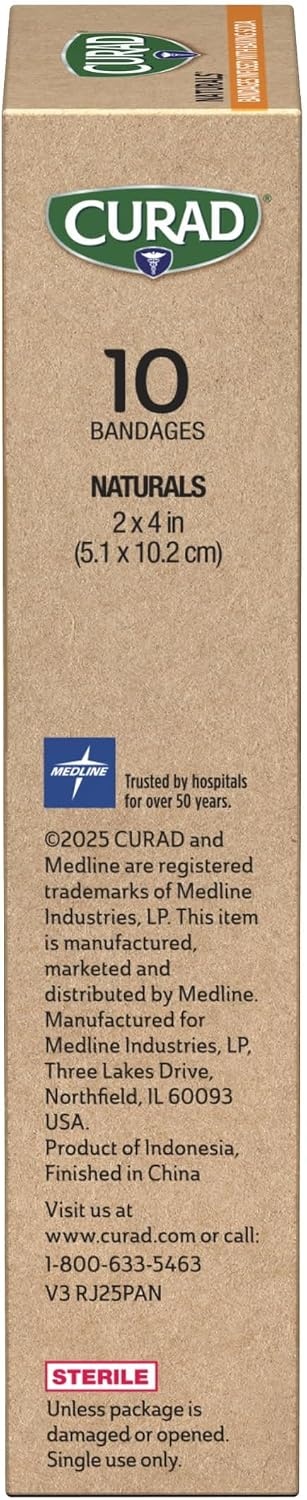 image:imageCURAD Naturals Bandages with Baking Soda Tan 2 in x 4 in Box of 102 x 4