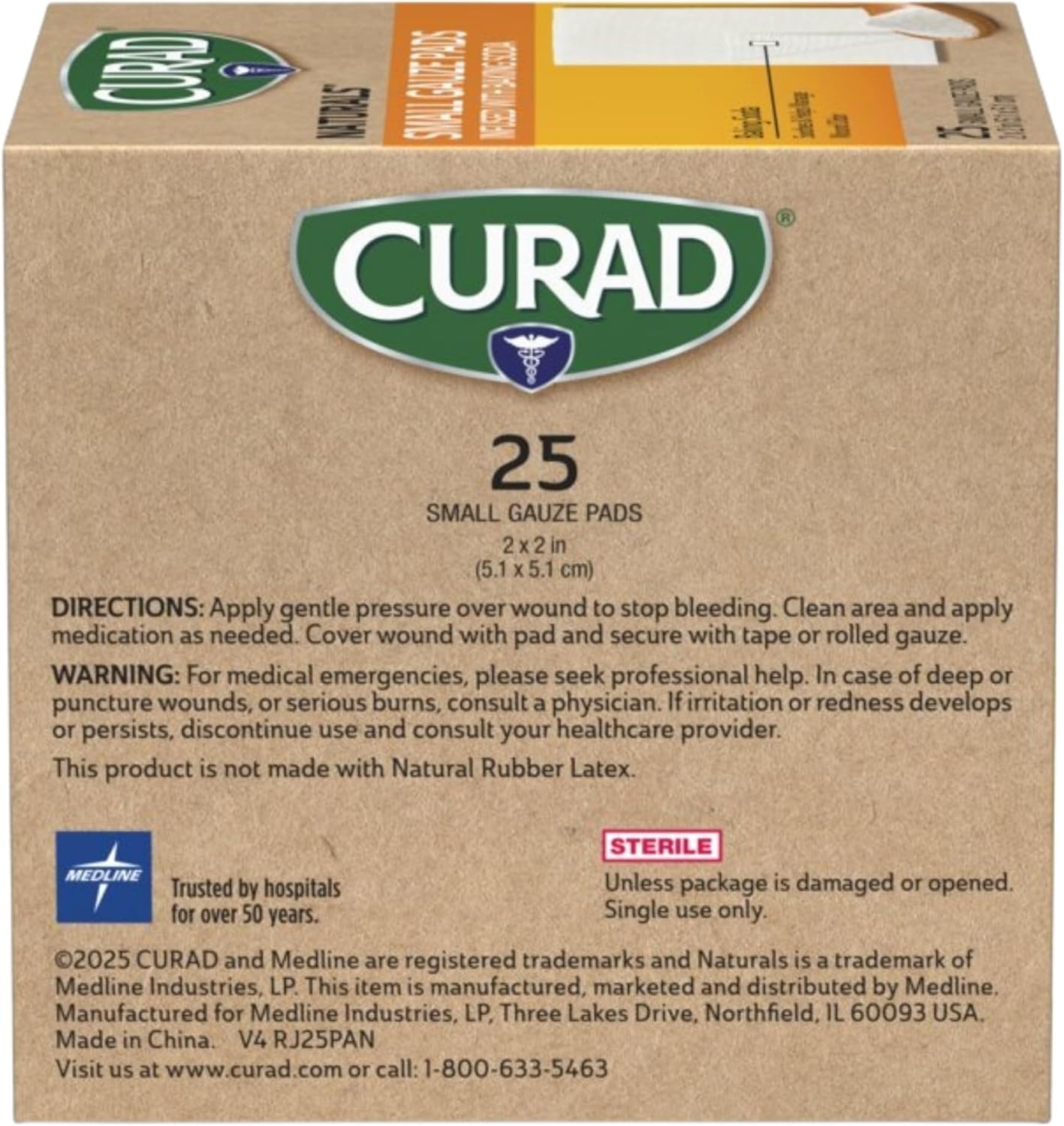image:imageCURAD Naturals Small Gauze Pads with Baking Soda 2 in x 2 in 25 Count2x2 1 x 25 Count