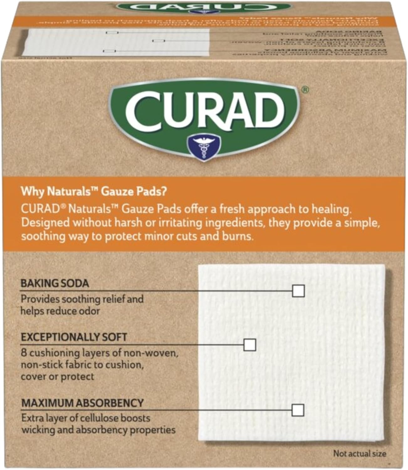image:imageCURAD Naturals Small Gauze Pads with Baking Soda 2 in x 2 in 25 Count2x2 1 x 25 Count
