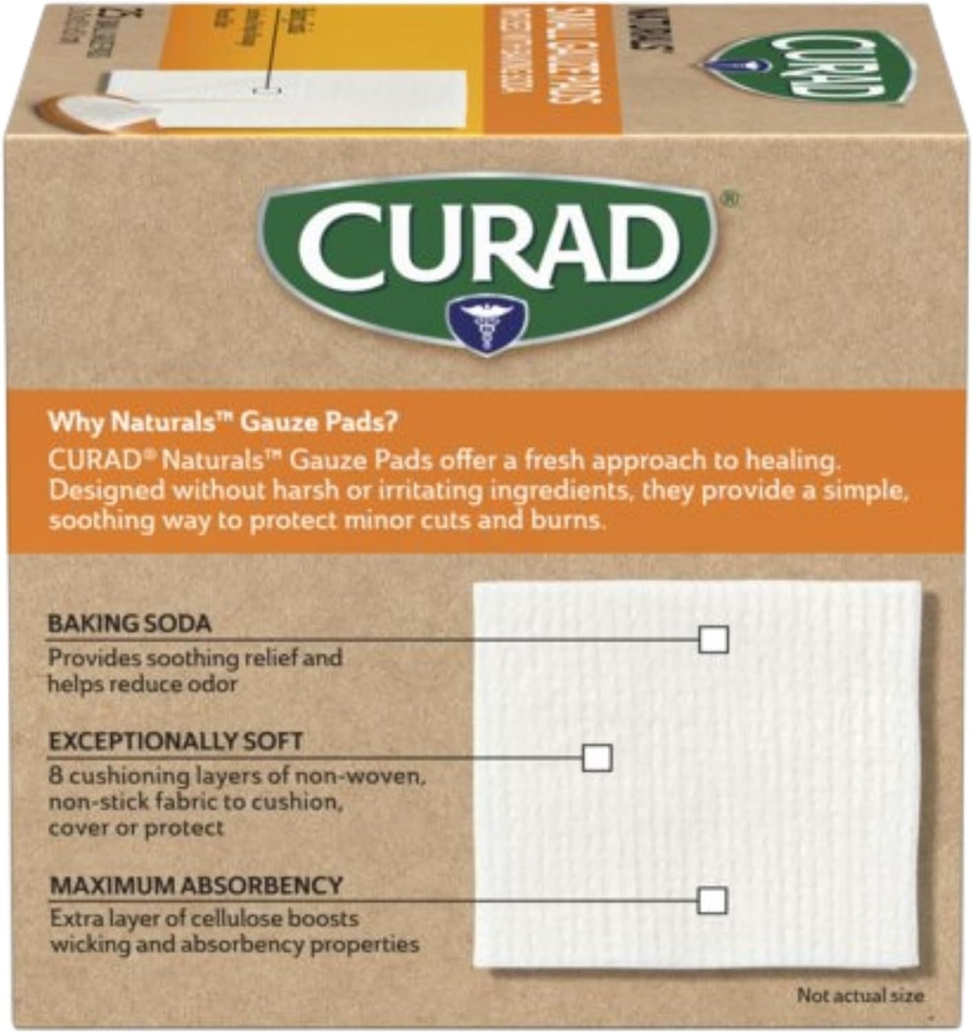 image:imageCURAD Naturals Small Gauze Pads with Baking Soda 2 in x 2 in 25 Count2x2 1 x 25 Count