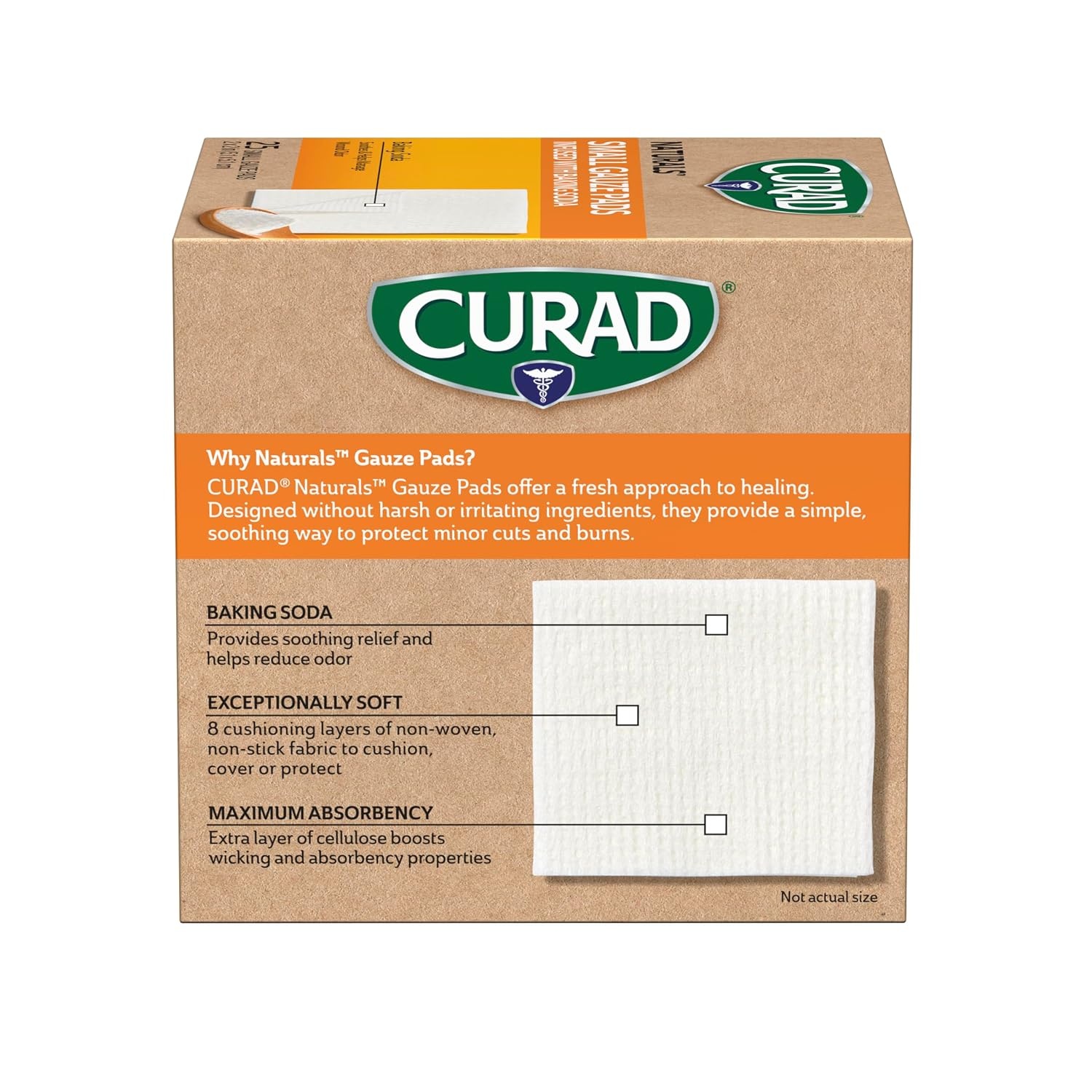 image:imageCURAD Naturals Small Gauze Pads with Baking Soda 2 in x 2 in 75 Count
