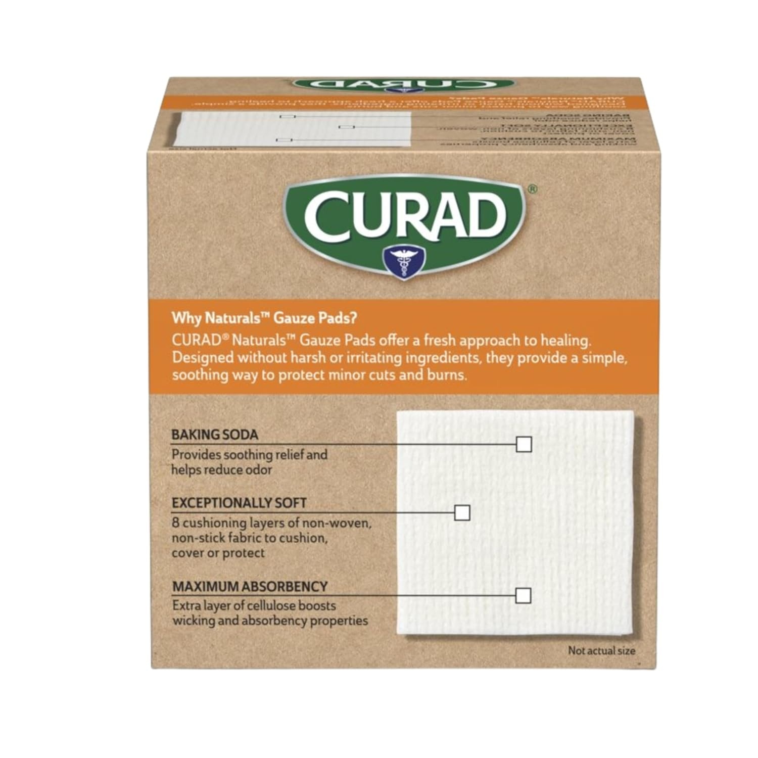 image:imageCURAD Naturals Small Gauze Pads with Baking Soda 2 in x 2 in 75 Count