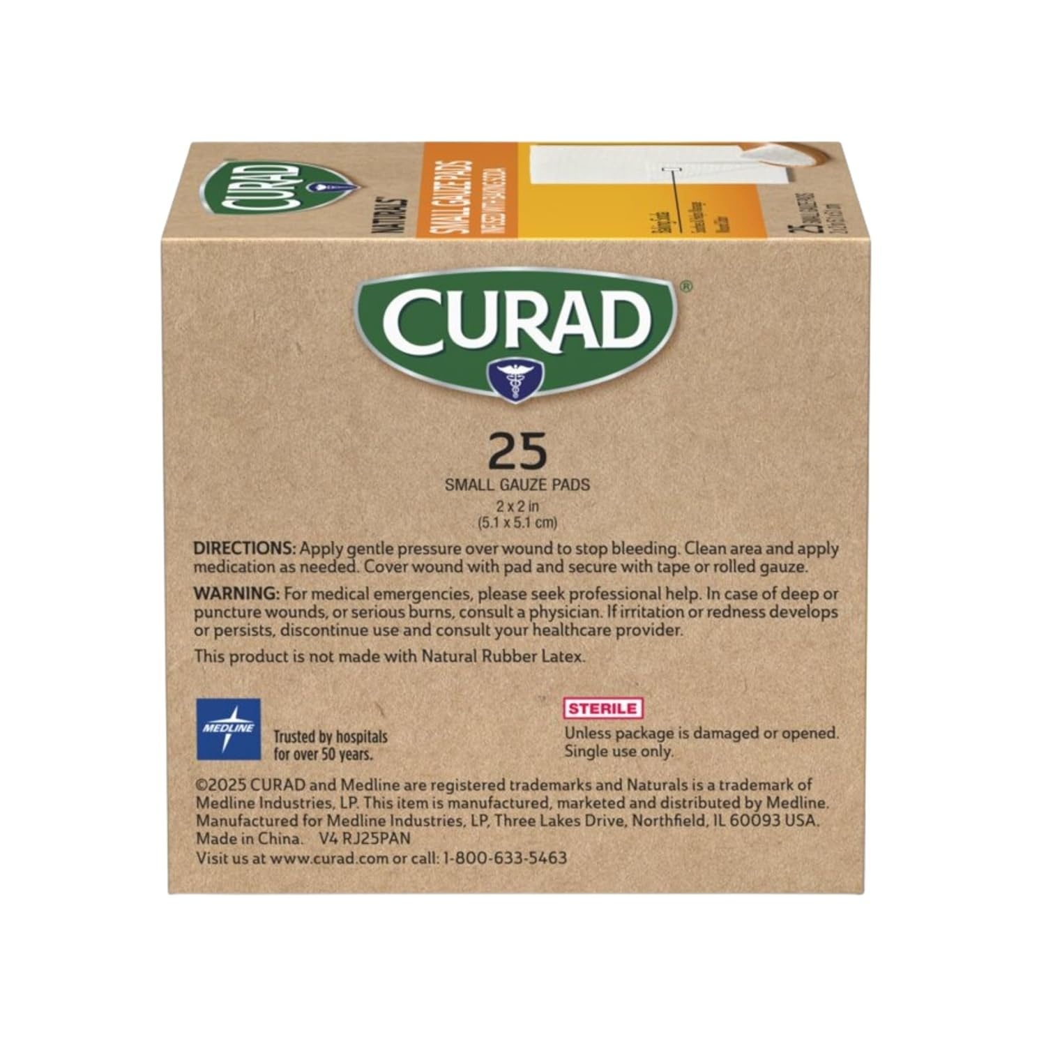 image:imageCURAD Naturals Small Gauze Pads with Baking Soda 2 in x 2 in 75 Count