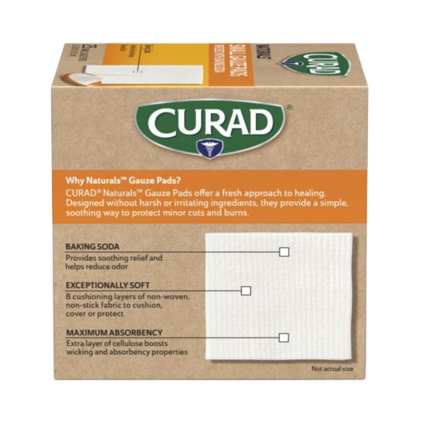 image:imageCURAD Naturals Small Gauze Pads with Baking Soda 2 in x 2 in 75 Count