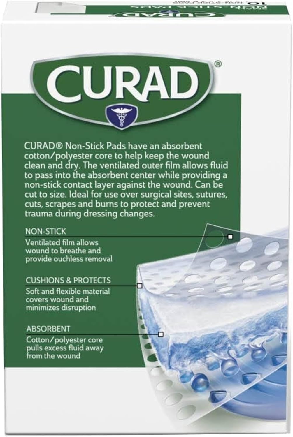 image:imageCURAD Nonstick Pads LatexFree 2 x 3 in 10 Count1