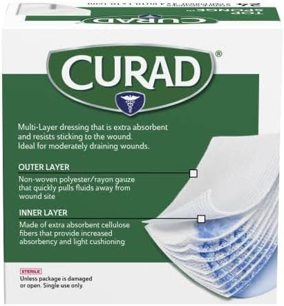 image:imageCURAD PostOp Top Sponge Gauze Pads Sterile 4 x 4 in 24 Count24 Count Pack of 1