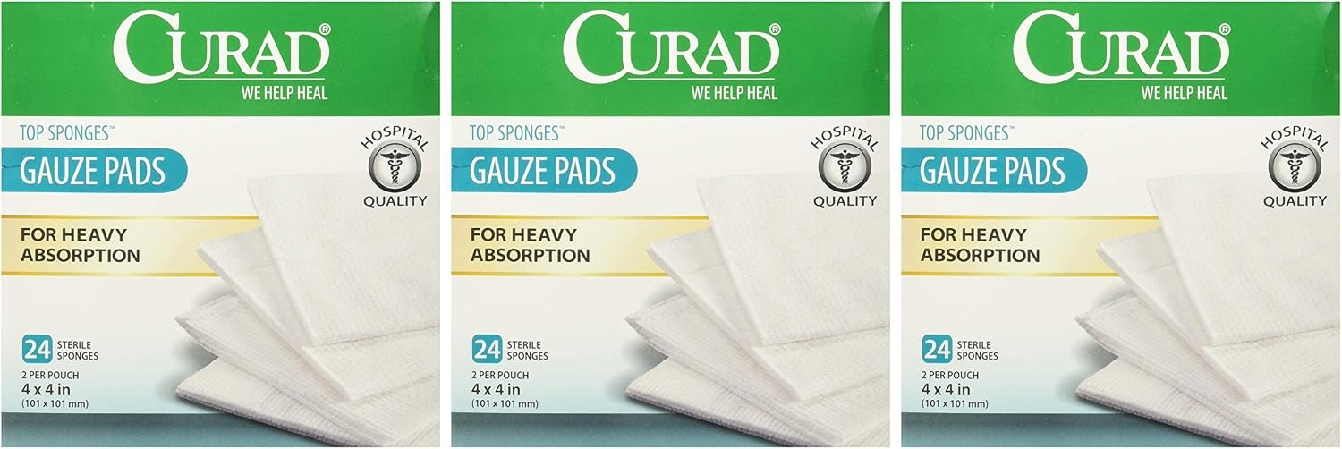 image:imageCURAD PostOp Top Sponge Gauze Pads Sterile 4 x 4 in 24 Count24 Count Pack of 1