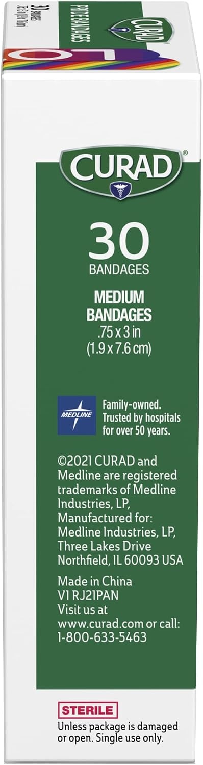 image:imageCURAD Pride Bandages Plastic 075 in x 3 in 30 Count30 Count Pack of 4