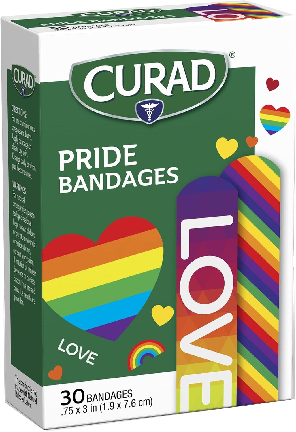 image:imageCURAD Pride Bandages Plastic 075 in x 3 in 30 Count30 Count Pack of 4