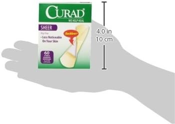 image:imageCURAD Sheer Adhesive Bandages 34 x 3 Inch for First Aid amp Wound Care Durable Breathable amp Flexible Box of 60 Pack of 260 Count Pack of 2
