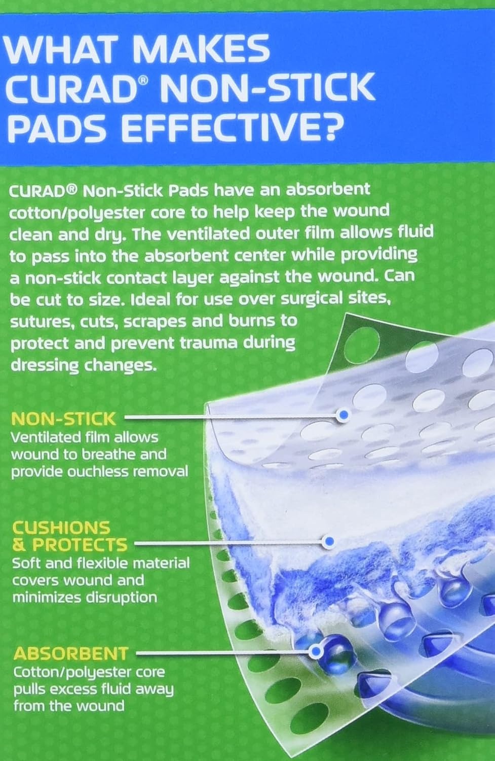image:imageCURAD Sterile Nonstick Pads 3 x 4 Not Made from Natural Rubber Latex Pack of 12Original Version