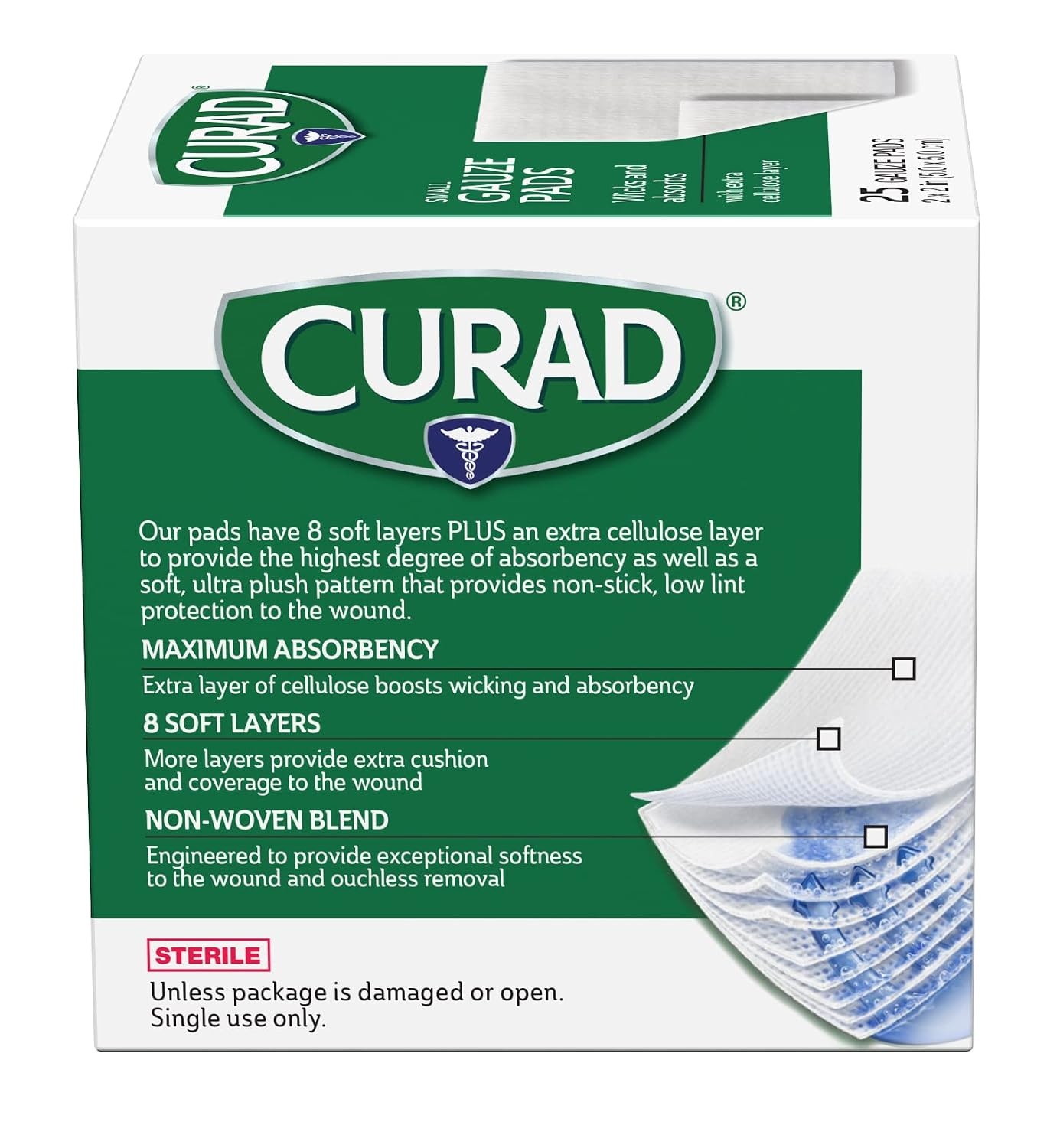 image:imageCURAD Sterile ProGauze Pad 2 in x 2 in 24 Count