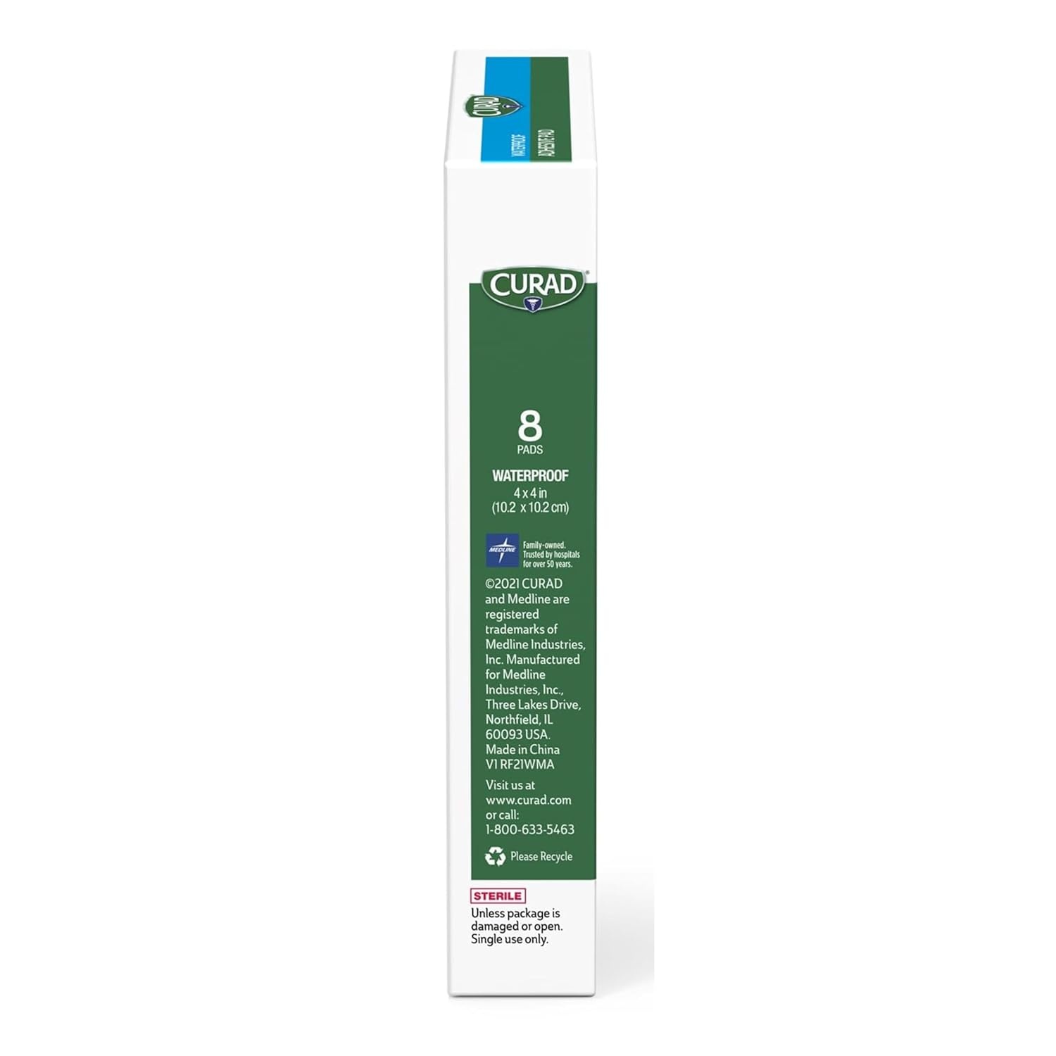 image:imageCURAD White Waterproof Adhesive Pads 4 x 4 Advanced Wound Care 1 Box 8 Count