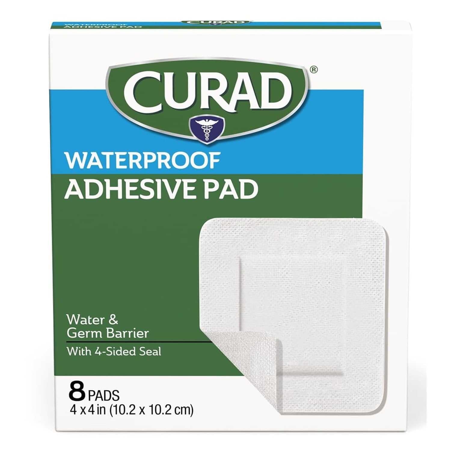 image:imageCURAD White Waterproof Adhesive Pads 4 x 4 Advanced Wound Care 1 Box 8 Count