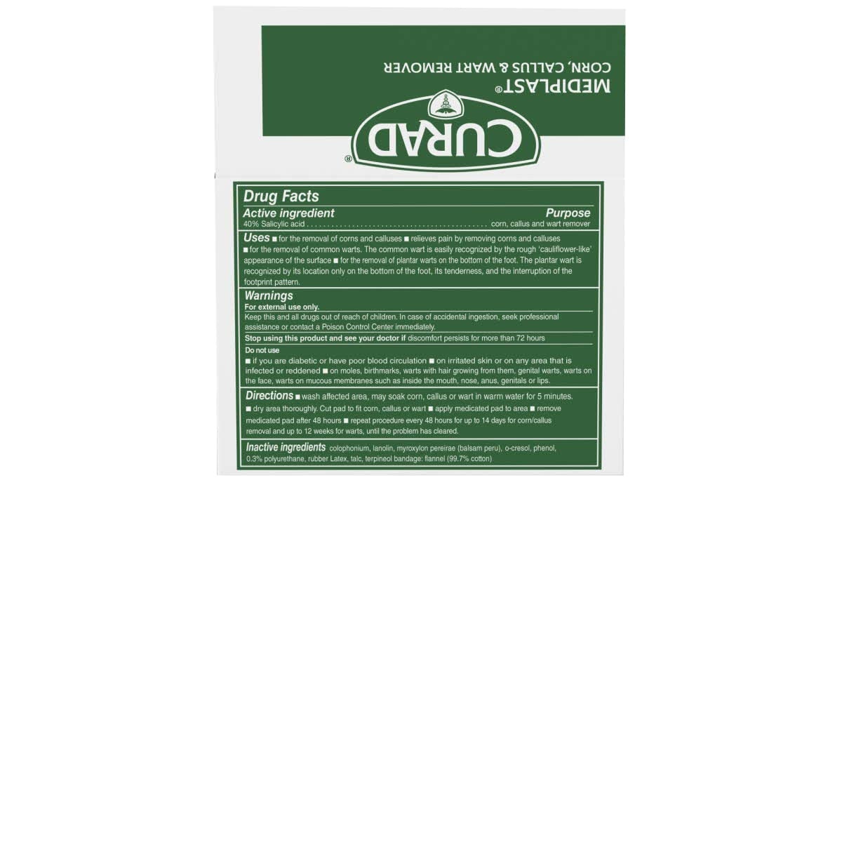 image:imageCurad CUR01496 Mediplast 25 Pads Corn Callus amp Wart Remover 40 Salicylic Acid Pads for topical removal of corns callus or plantar wartsWart Remover