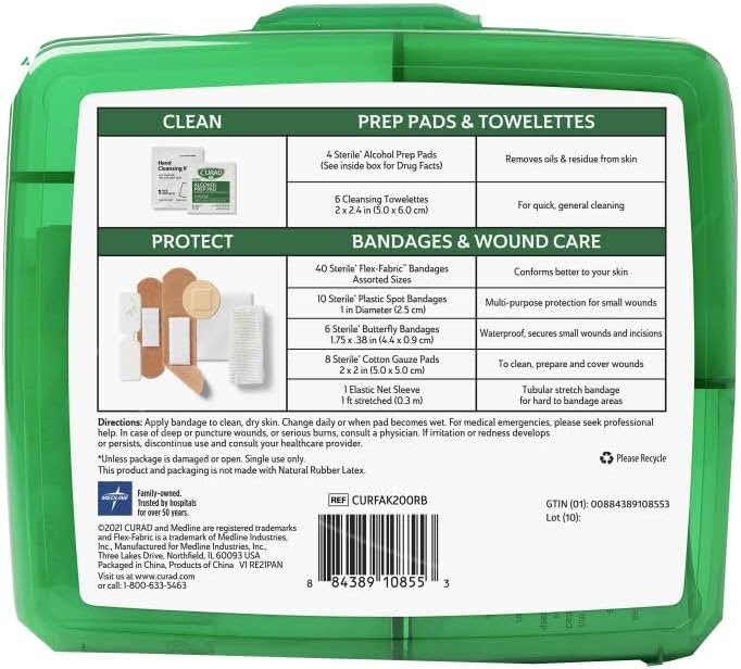 image:imageCurad Compact First Aid Kit Green 75 Items 1 Each