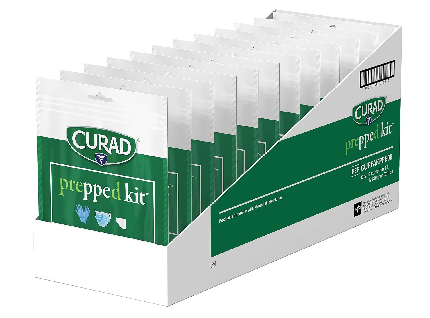 image:imageCurad Prepped Kit Essential PPE Pack Includes 2 Pairs of Gloves 1 Face Mask 4 Alcohol Prep Pads Pack of 12