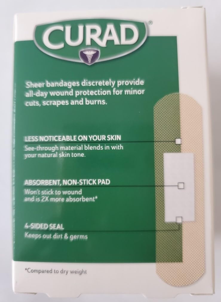 image:imageCurad Regular Size Adhesive Bandages Sheer 80Count Boxes Pack of 6