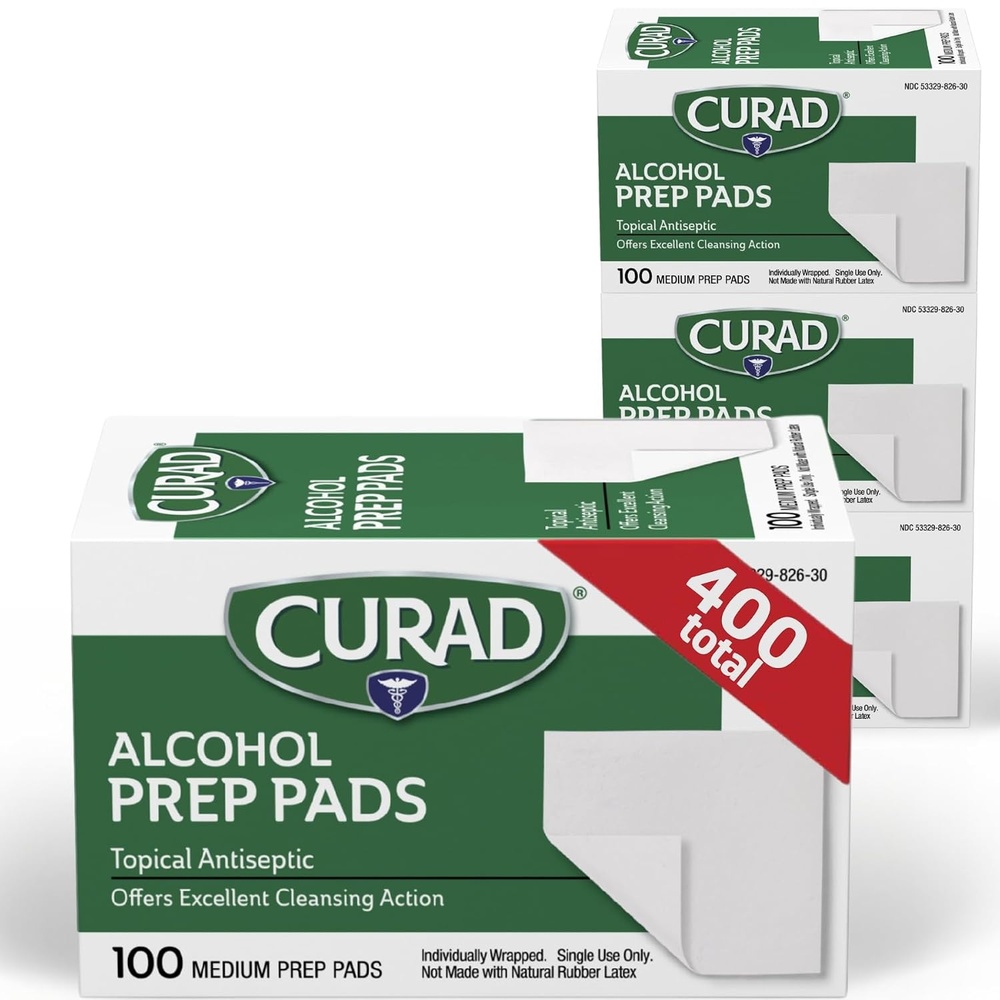 image:imageCURAD Alcohol Prep Pads 400 Count Medium 70 Isopropyl Alcohol Wipes Individually Wrapped First Aid Alcohol Swabs for Cuts amp Scrapes Medical Alcohol Pads