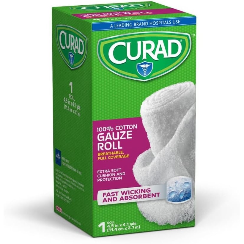 image:imageCURAD Cotton Stretch Rolled Gauze White 45 in x 4 yds 24 Count