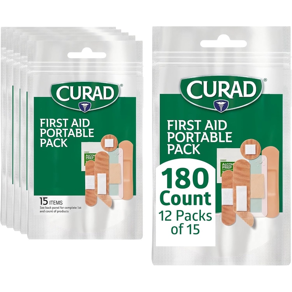 image:imageCURAD First Aid Portable Pack 15 Count OntheGo Essentials 12 Packs15 Count Pack of 12