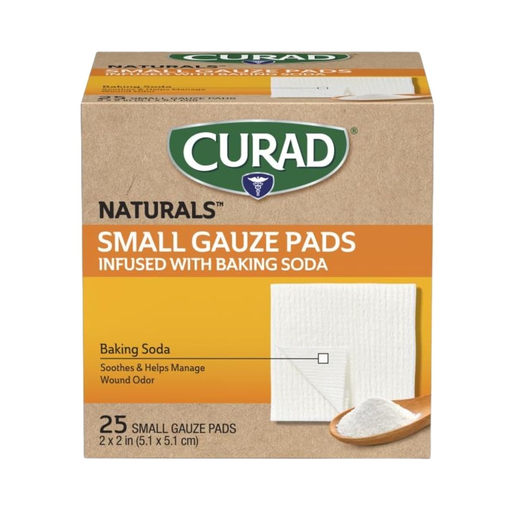 image:imageCURAD Naturals Small Gauze Pads with Baking Soda 2 in x 2 in 75 Count