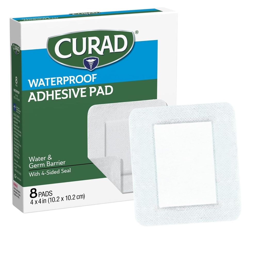 image:imageCURAD White Waterproof Adhesive Pads 4 x 4 Advanced Wound Care 1 Box 8 Count