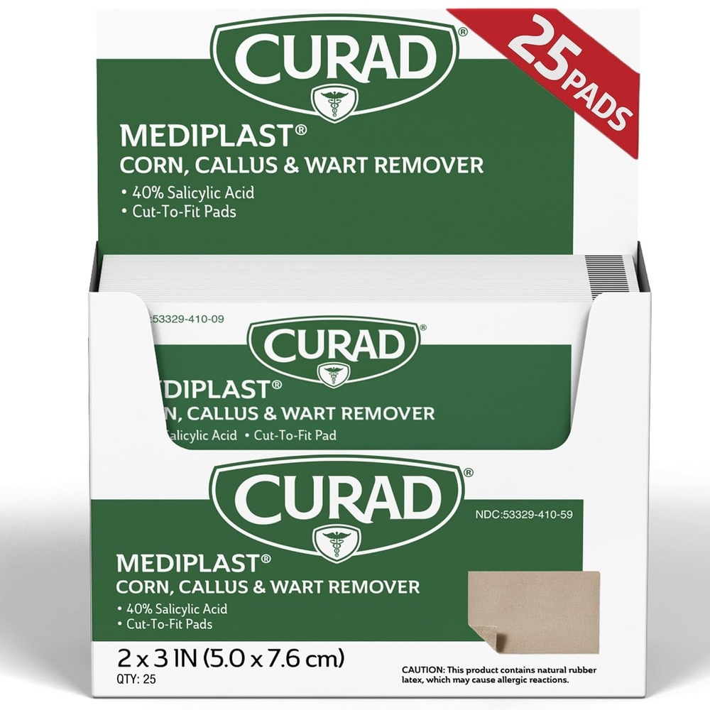 image:imageCurad CUR01496 Mediplast 25 Pads Corn Callus amp Wart Remover 40 Salicylic Acid Pads for topical removal of corns callus or plantar wartsWart Remover