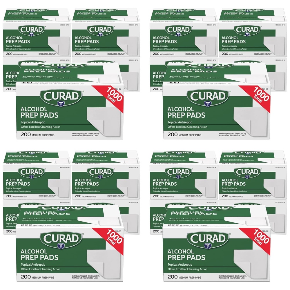image:imageCurad Alcohol Prep Pads 70 Alcohol 1000 Count 5 Boxes 200 CTEA1 Count Pack of 4000