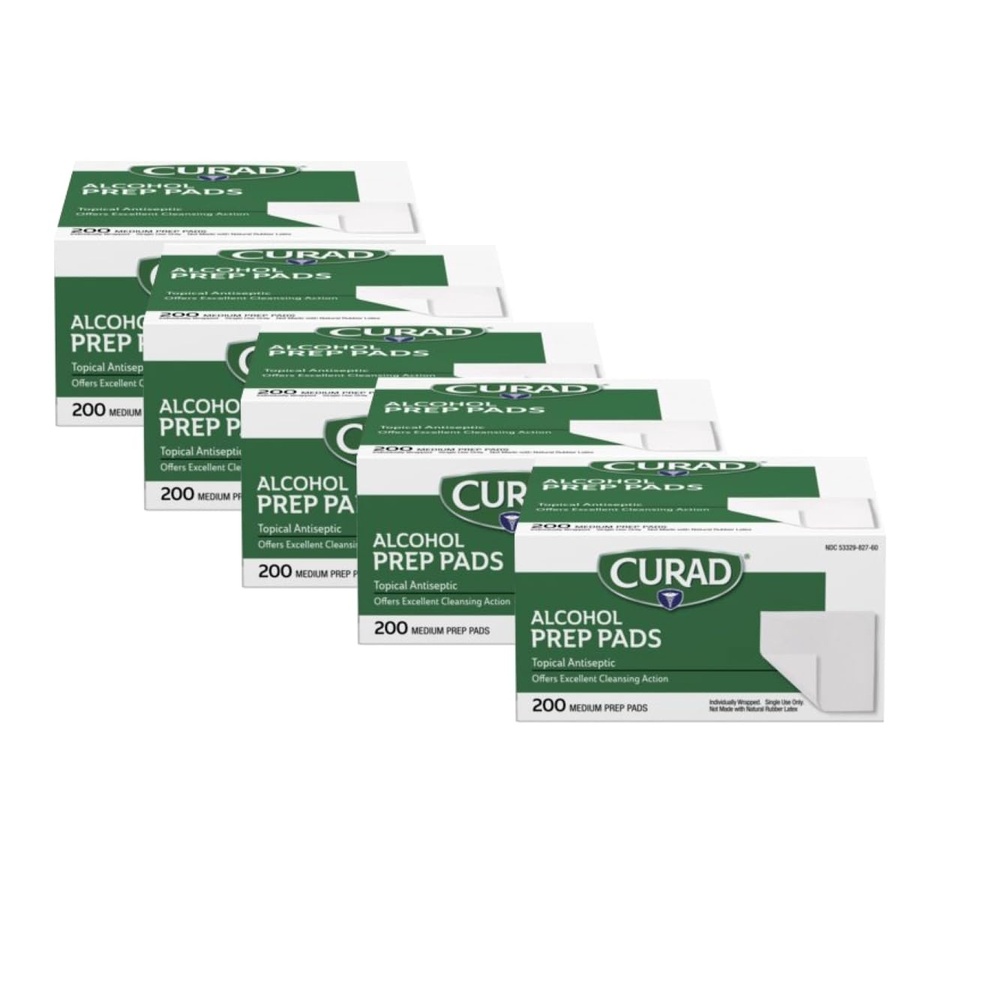 image:imageCurad Alcohol Prep Pads 70 Alcohol 1000 Count 5 Boxes 200 CTEA200 Count Pack of 5