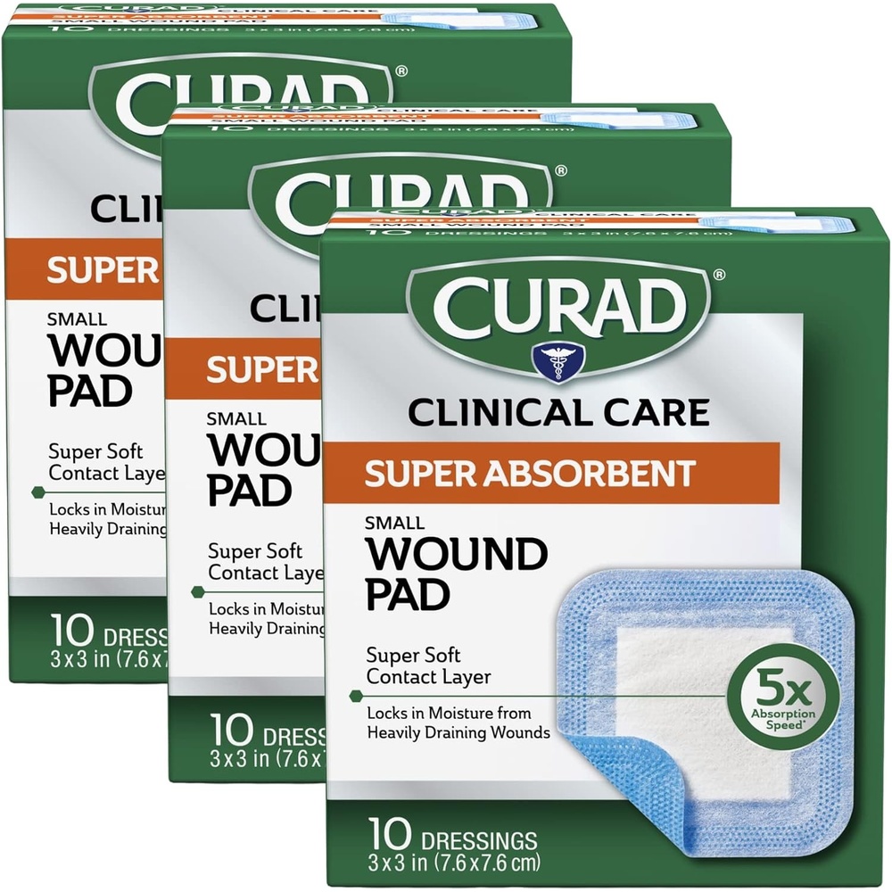 image:imageCurad Super Absorbent Wound Pad Small 3 x 3 10 Count3 Pack