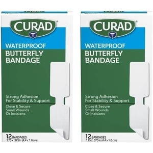 CURAD Butterfly Closure Waterproof Adhesive Bandages, 1.75 in x 0.38 in(12 Count (Pack of 2))
