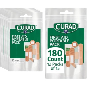 CURAD First Aid Portable Pack |15 – Count On-the-Go Essentials |12 Packs(15 Count (Pack of 12))