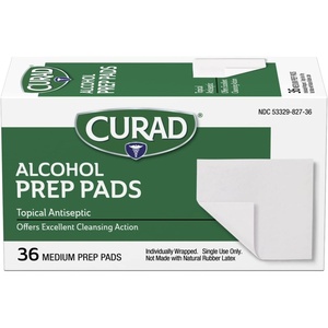 CURAD Medium 2-Ply Sterile Alcohol Prep Pads, Essential for First Aid Kits, 100/Box, Pack of 30(36 Count (Pack of 30))