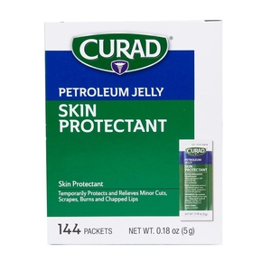 CURAD Petroleum Jelly Skin Protectant, Healing Ointment for Dry Cracked Skin, 144 Count Packets(144 Count (Pack of 1))