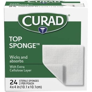 CURAD Post-Op Top Sponge Gauze Pads, Sterile, 4 x 4 in, 24 Count(24 Count (Pack of 1))