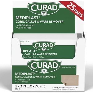Curad – CUR01496 Mediplast (25 Pads) Corn, Callus, & Wart Remover, 40% Salicylic Acid Pads for topical removal of corns, callus, or plantar warts(Wart Remover)