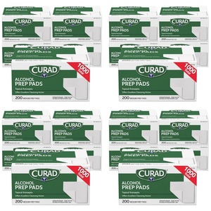 Curad Alcohol Prep Pads, 70% Alcohol, 1000 Count (5 Boxes 200 CT/EA)(1 Count (Pack of 4000))